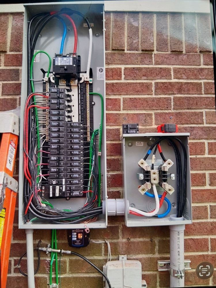 New electrical panel and meter can installed on brick Houston home