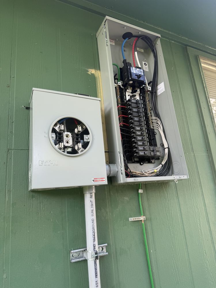 New Eaton meter can and breaker panel installed